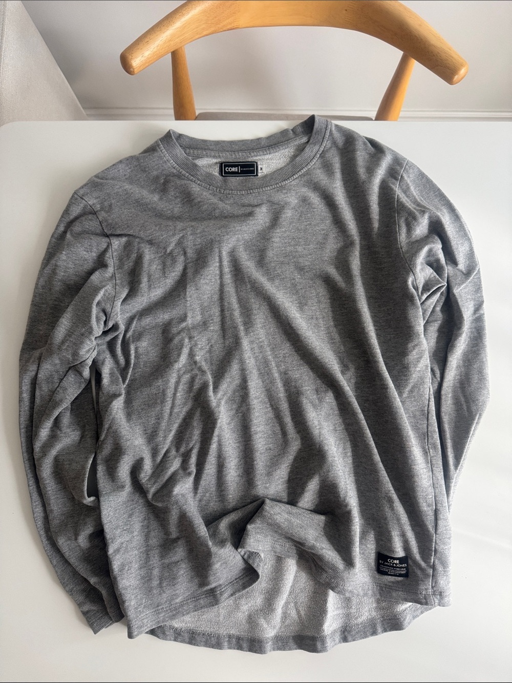 CORE by Jack & Jones Gray Long Sleeve Crewneck Tee